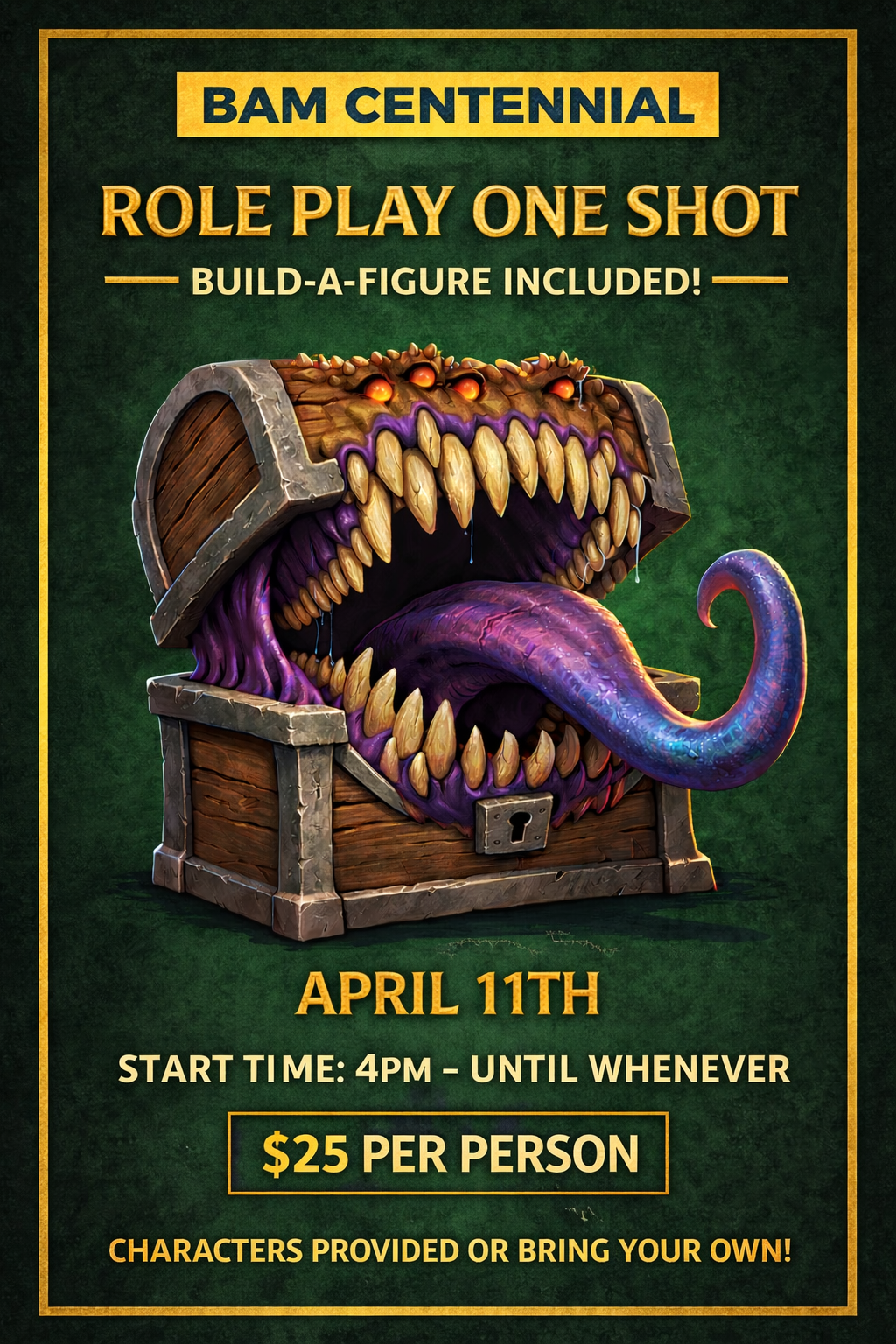 TICKET: Tabletop RPG- One Shot Game 4PM April 11th