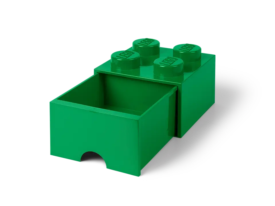 4-Stud Brick Drawer Dark Green
