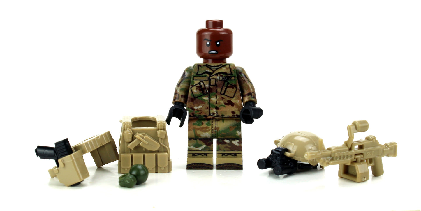 Battle Brick Minifigure STYLE 24 Army SAW Gunner African-American OCP Fig (83)